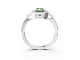White gold Fancy Green Emerald  Halo Round Diamond Milgrain Pave Engagement Ring_18
