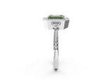 White gold Fancy Green Emerald  Halo Round Diamond Milgrain Pave Engagement Ring_29