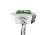 White gold Fancy Green Emerald  Halo Round Diamond Milgrain Pave Engagement Ring_32