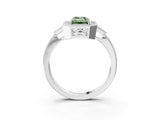 White gold Fancy Green Emerald  Halo Round Diamond Milgrain Pave Engagement Ring_6