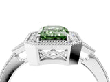 White gold Fancy Green Emerald  Halo Round Diamond Milgrain Pave Engagement Ring_7