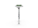 White gold Fancy Green Emerald  Halo Round Diamond Pavé Band Four-Prong Ring_5