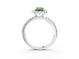 White gold Fancy Green Emerald  Halo Round Diamond Pavé Band Four-Prong Ring_6