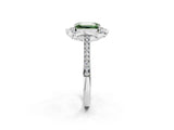 White gold Fancy Green Emerald  Halo Round Diamond Pave Band with Four-Prong Setting_52