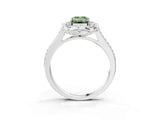 White gold Fancy Green Emerald  Halo Round Diamond Pave Band with Four-Prong Setting_53