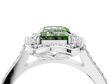 White gold Fancy Green Emerald  Halo Round Diamond Pave Band with Four-Prong Setting_54