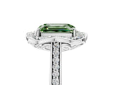 White gold Fancy Green Emerald  Halo Round Diamond Pave Band with Four-Prong Setting_55
