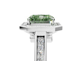 White gold Fancy Green Emerald  Halo Solitaire Diamond Ring with Pave Band and Bezel Setting_54