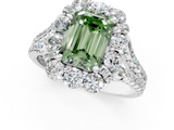 White gold Fancy Green Emerald  Halo Split Shank Diamond Engagement Ring with Pave Band and Four-Prong Setting_54