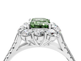 White gold Fancy Green Emerald  Halo Split Shank Diamond Engagement Ring with Pave Band and Four-Prong Setting_57