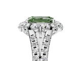 White gold Fancy Green Emerald  Halo Split Shank Diamond Engagement Ring with Pave Band and Four-Prong Setting_59