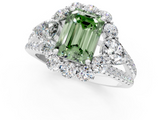 White gold Fancy Green Emerald  Halo Split Shank Diamond Engagement Ring with Prong Setting_19