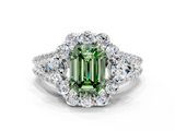 White gold Fancy Green Emerald  Halo Split Shank Diamond Engagement Ring with Prong Setting_20