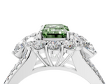 White gold Fancy Green Emerald  Halo Split Shank Diamond Engagement Ring with Prong Setting_22