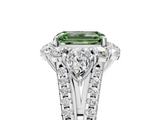 White gold Fancy Green Emerald  Halo Split Shank Diamond Engagement Ring with Prong Setting_25