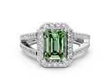 White gold Fancy Green Emerald  Halo Split Shank Diamond Ring with Four-Prong Setting_32