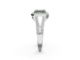 White gold Fancy Green Emerald  Halo Split Shank Diamond Ring with Four-Prong Setting_34