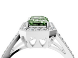 White gold Fancy Green Emerald  Halo Split Shank Diamond Ring with Four-Prong Setting_36