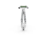 White gold Fancy Green Emerald  Halo Split Shank Diamond Ring with Pavé Setting_28