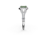 White gold Fancy Green Emerald  Halo Split Shank Diamond Ring with Prong Setting_22
