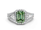 White gold Fancy Green Emerald  Halo Split Shank Pave Diamond Ring with Four-Prong Setting_50