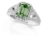 White gold Fancy Green Emerald  Halo Split Shank Pave Diamond Ring with Four-Prong Setting_51