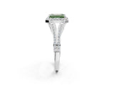 White gold Fancy Green Emerald  Halo Split Shank Pave Diamond Ring with Four-Prong Setting_51