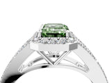 White gold Fancy Green Emerald  Halo Split Shank Pave Diamond Ring with Four-Prong Setting_53