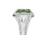 White gold Fancy Green Emerald  Halo Split Shank Pave Diamond Ring with Four-Prong Setting_55