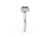 White gold Fancy Green Emerald  Halo Split Shank Pave Diamond Ring with Petal Prong Setting_34