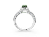 White gold Fancy Green Emerald  Halo Split Shank Pave Diamond Ring with Petal Prong Setting_35