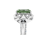 White gold Fancy Green Emerald  Halo Split Shank Pave Diamond Ring with Petal Prong Setting_37