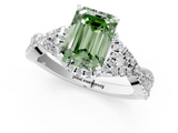 White gold Fancy Green Emerald  Halo Twist Band Solitaire Prong Setting Ring_82