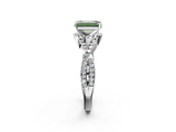 White gold Fancy Green Emerald  Halo Twist Band Solitaire Prong Setting Ring_83