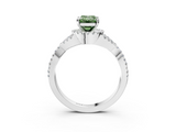 White gold Fancy Green Emerald  Halo Twist Band Solitaire Prong Setting Ring_84