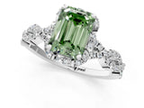 White gold Fancy Green Emerald  Halo Twist Band Solitaire Ring with Six-Prong Setting_33