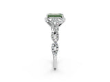 White gold Fancy Green Emerald  Halo Twist Band Solitaire Ring with Six-Prong Setting_34