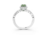 White gold Fancy Green Emerald  Halo Twist Band Solitaire Ring with Six-Prong Setting_35