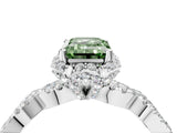 White gold Fancy Green Emerald  Halo Twist Band Solitaire Ring with Six-Prong Setting_36