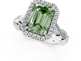 White gold Fancy Green Emerald  Halo Twist Band Solitaire Ring_20