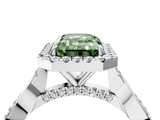 White gold Fancy Green Emerald  Halo Twist Band Solitaire Ring_23