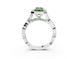 White gold Fancy Green Emerald  Halo Twist Band Solitaire Ring_23