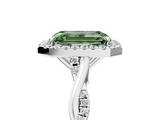 White gold Fancy Green Emerald  Halo Twist Band Solitaire Ring_25