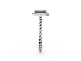 White gold Fancy Green Emerald  Halo Twisted Band Four-Prong Diamond Ring_22