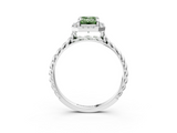 White gold Fancy Green Emerald  Halo Twisted Band Four-Prong Diamond Ring_23