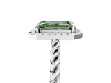 White gold Fancy Green Emerald  Halo Twisted Band Four-Prong Diamond Ring_25