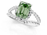 White gold Fancy Green Emerald  Halo Twisted Band Four-Prong Ring_33