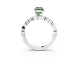 White gold Fancy Green Emerald  Milgrain Bezel Diamond Engagement Ring with Solitaire Prong Setting_192