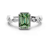 White gold Fancy Green Emerald  Milgrain Marquise Diamond Twist Band Ring_62