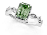 White gold Fancy Green Emerald  Milgrain Marquise Diamond Twist Band Ring_63